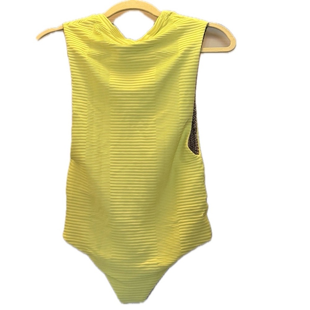 acacia swimwear women’s Dijon Yellow ribbed One-Piece Swimsuit - Picture 2 of 8